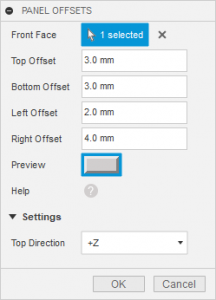 3. Specify the top, bottom, left and right offset.